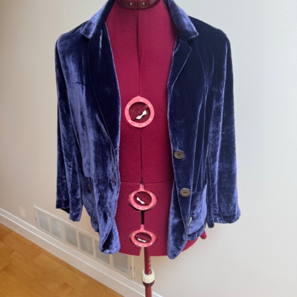 Graham & Spenser Blue Velvet 3 button Jacket Sz M - Picture 7 of 12